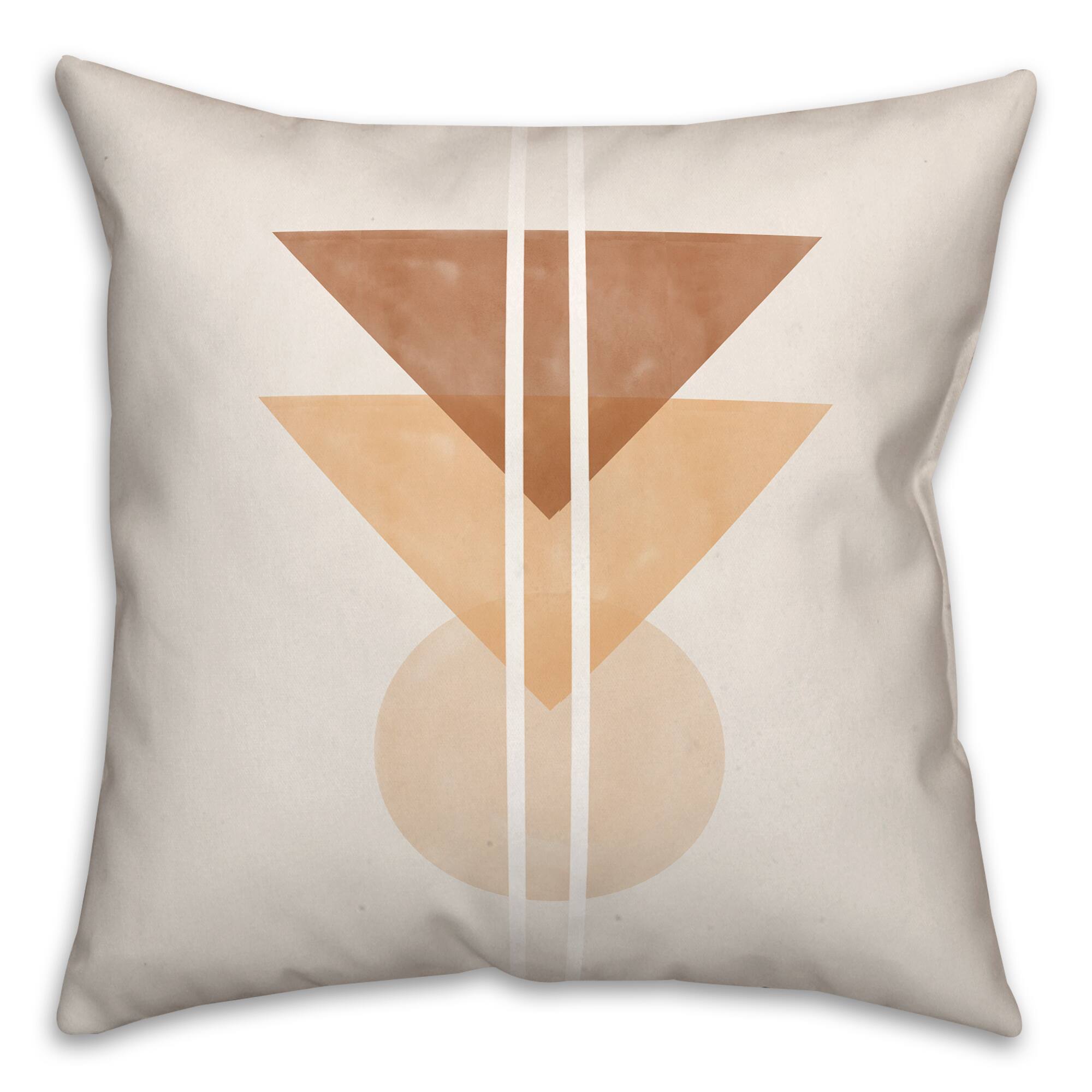 Simple Sepia Geos Throw Pillow 18" x 18"